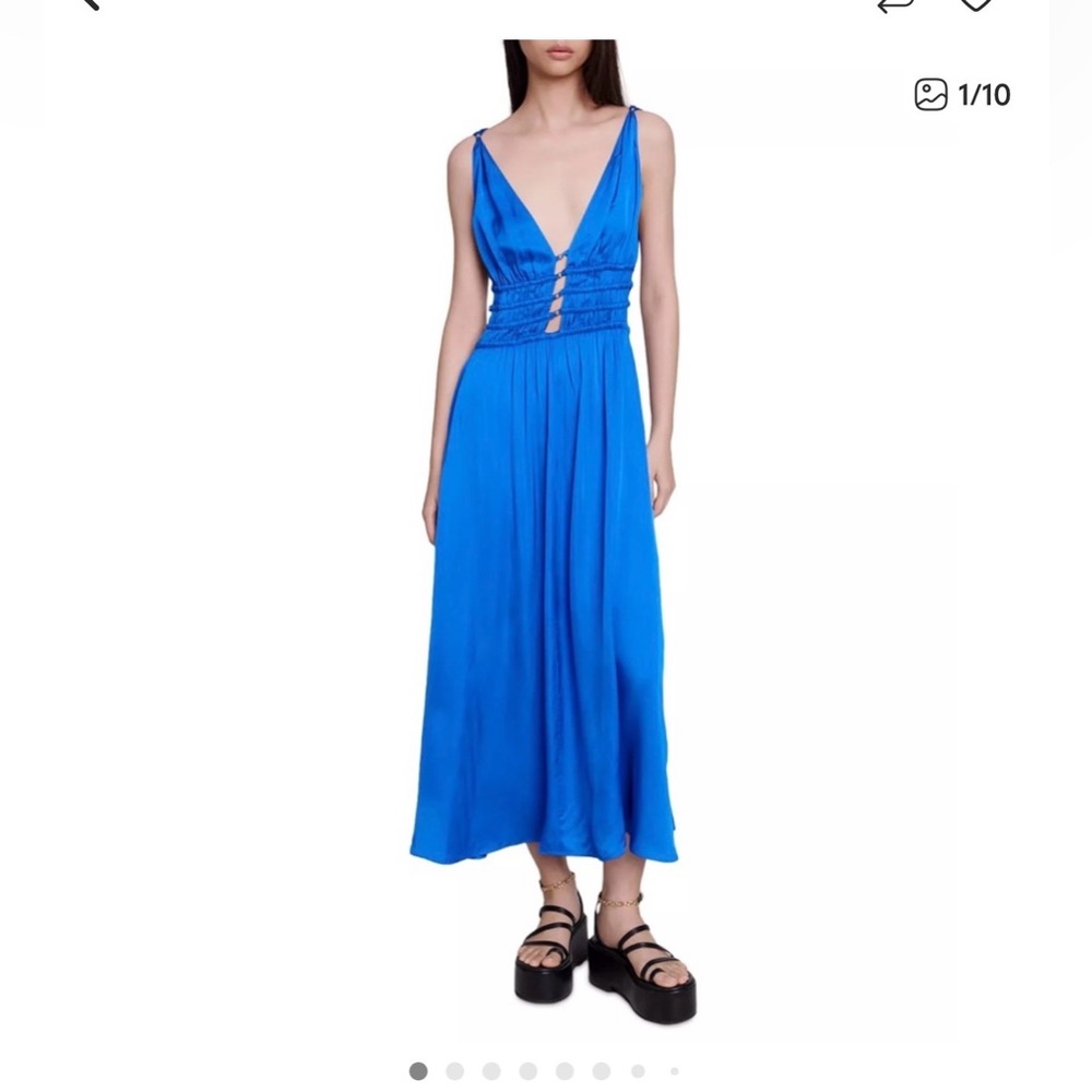 Maje Vibrant Blue Maxi Silk Dress sz 36 like new